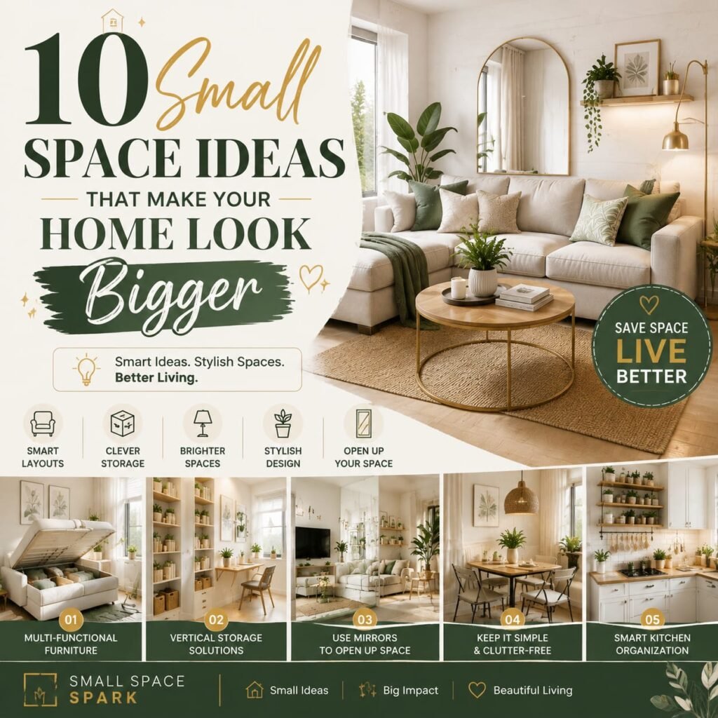 10 small space ideas for a modern home with smart furniture, stylish interior design, and space saving solutions