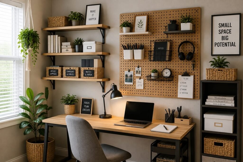 Vertical wall storage and pegboard organization ideas for small spaces