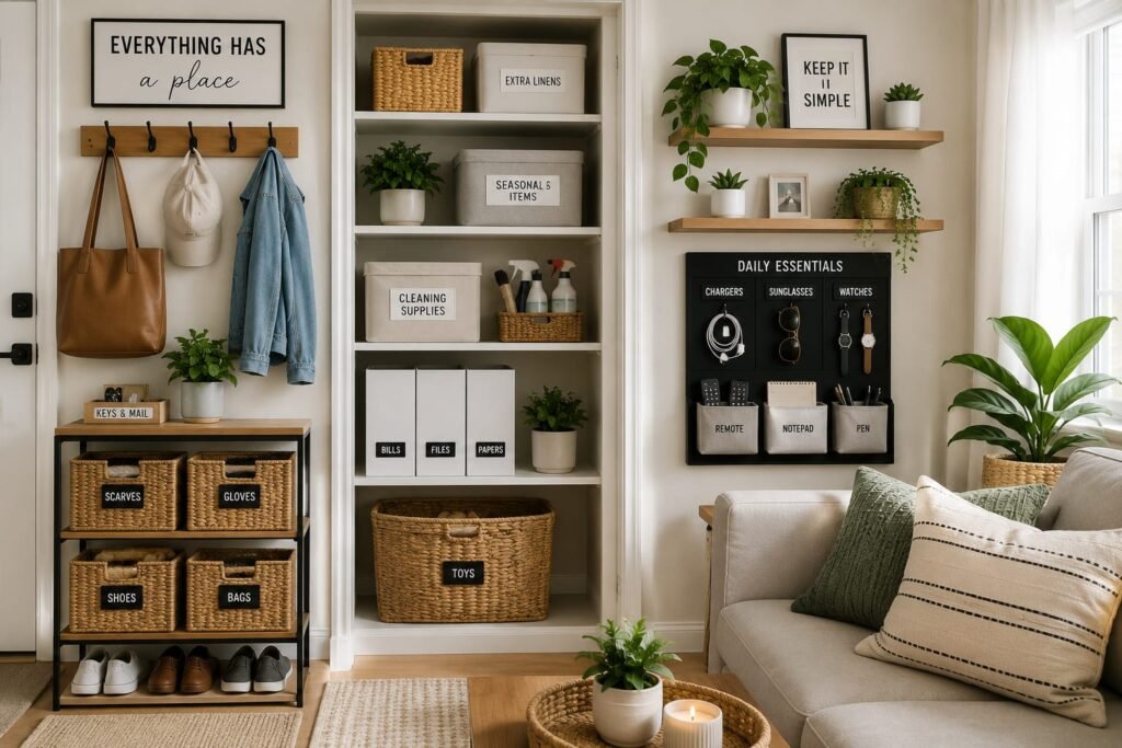 Organized small apartment with smart storage solutions and clutter free design