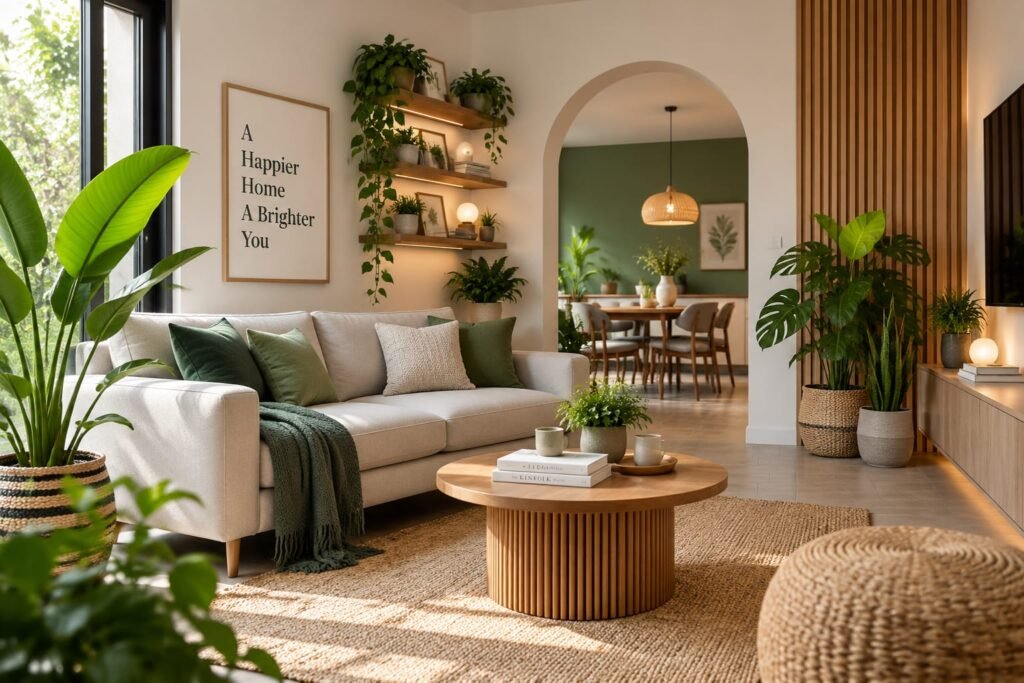 modern interior design ideas with indoor plants and natural home decor
