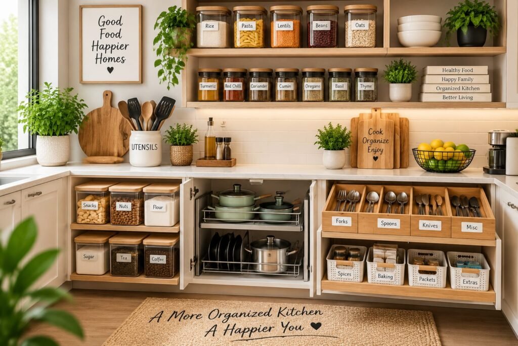 smart kitchen organization ideas with storage solutions for a clutter-free home

